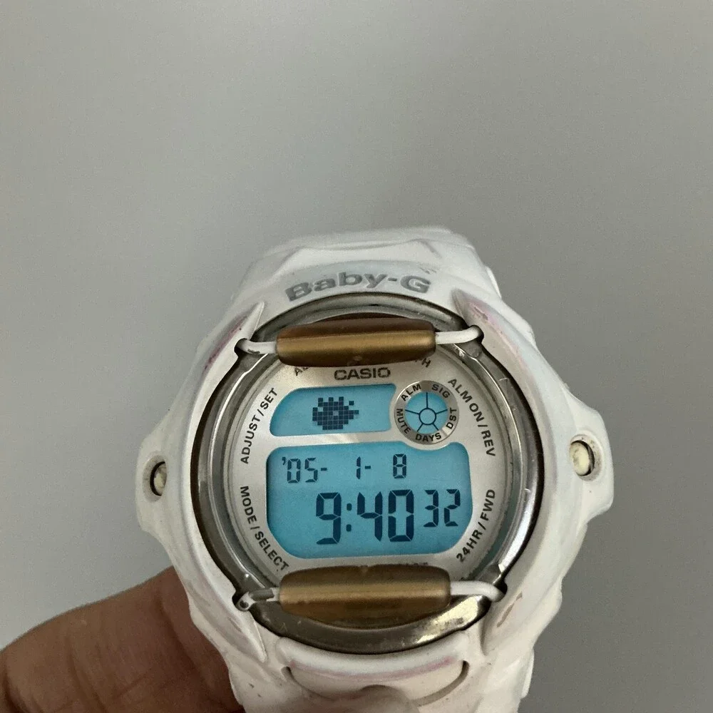 Casio Baby-G BG-169R Womens Watch 43mm White Digital Resin Alarm New Battery